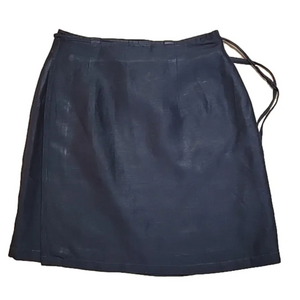 Patrick Collection Navy Silk/Linen Blend Wrap Skirt Size 6 EUC